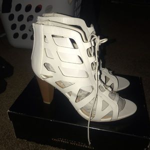 All white heels
